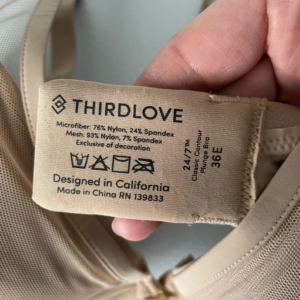 Thirdlove 24/7 Classic Contour Plunge Bra Nude Tan Color Size Women's 36E